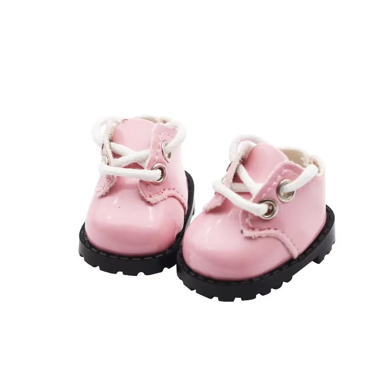 For Labubu Shoes (3.8*2.3Cm) for 17Cm Labubu Macaron and 10Cm EXO /Cotton Doll Finger Shoes Doll Leather Shoes