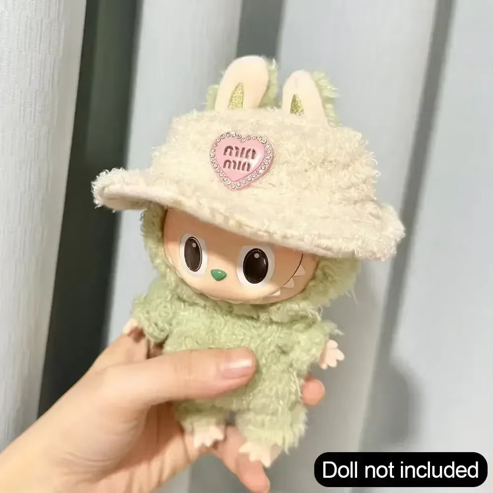 For Labubu V1 V2 Idol Cute Doll Clothes Fashion Sweater Outfit Accessories Sitting Party Pink White Striped Sweater Cup Clothing