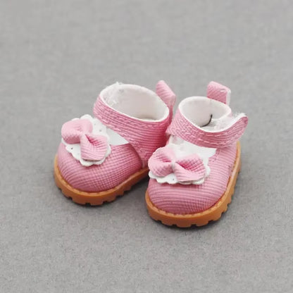 For Labubu Shoes (3.8*2.3Cm) for 17Cm Labubu Macaron and 10Cm EXO /Cotton Doll Finger Shoes Doll Leather Shoes