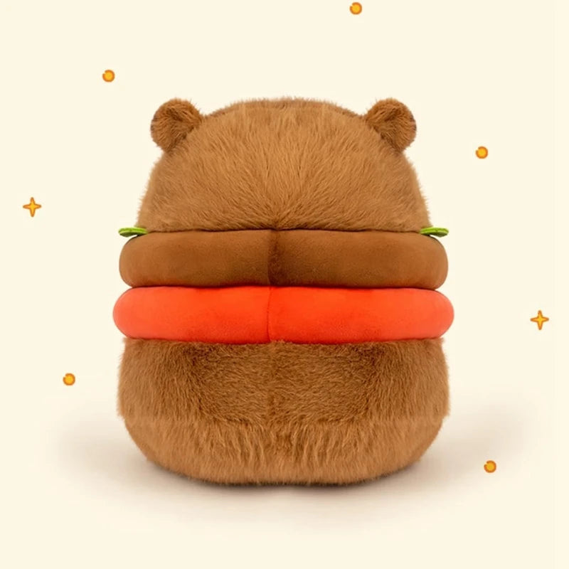 1 PCS Realistic Capybara Burger Plush, Cute Capybara Stuffed Animal Pillow Plushie Toy, Soft Hamburger Food Stuffed Toys Doll