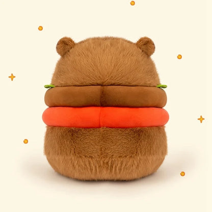 1 PCS Realistic Capybara Burger Plush, Cute Capybara Stuffed Animal Pillow Plushie Toy, Soft Hamburger Food Stuffed Toys Doll