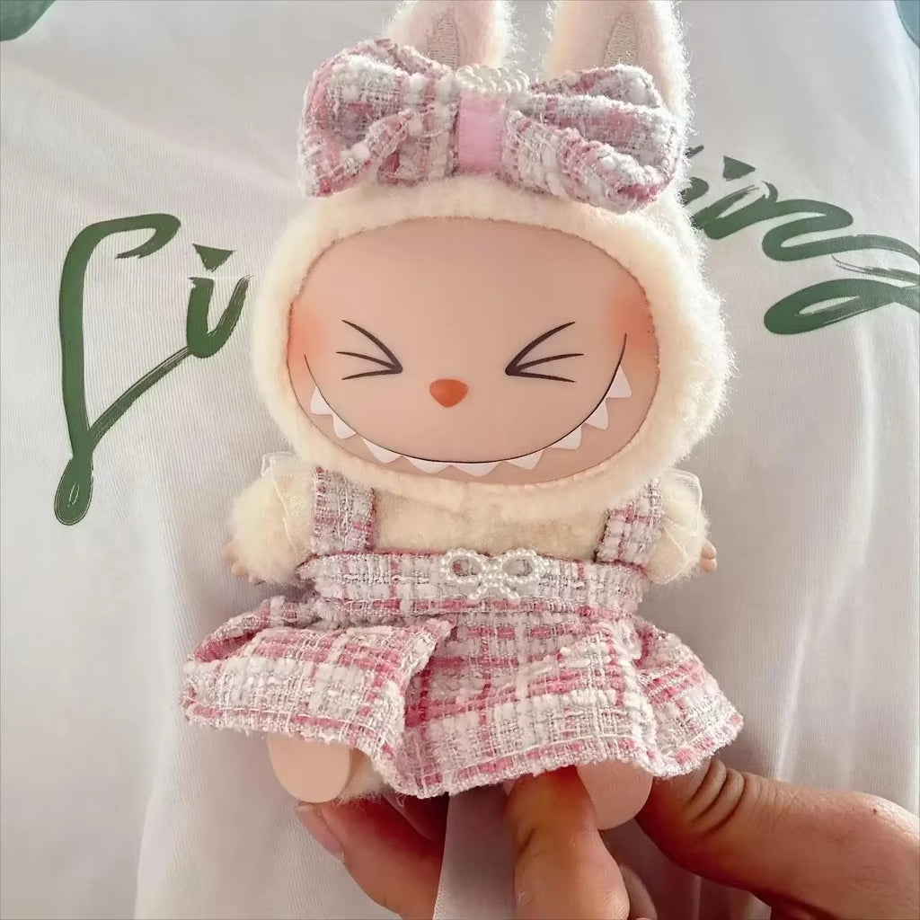 17Cm Labubu Doll Clothes Outfit Accessories for Korea Kpop Exo Labubu Idol V1 V2 Skirt Sweater Clothing Gift