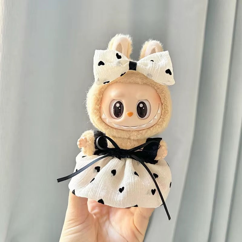 17Cm Labubu Doll Clothes Outfit Accessories for Korea Kpop Exo Labubu Idol V1 V2 Skirt Sweater Clothing Gift