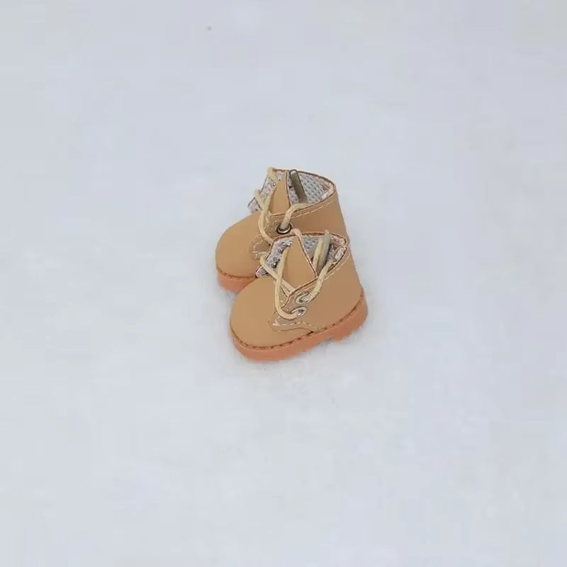 For Labubu Shoes (3.8*2.3Cm) for 17Cm Labubu Macaron and 10Cm EXO /Cotton Doll Finger Shoes Doll Leather Shoes