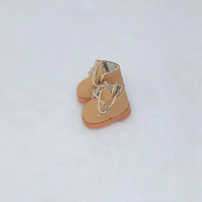 For Labubu Shoes (3.8*2.3Cm) for 17Cm Labubu Macaron and 10Cm EXO /Cotton Doll Finger Shoes Doll Leather Shoes