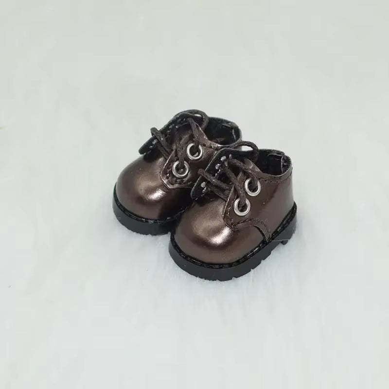 For Labubu Shoes (3.8*2.3Cm) for 17Cm Labubu Macaron and 10Cm EXO /Cotton Doll Finger Shoes Doll Leather Shoes